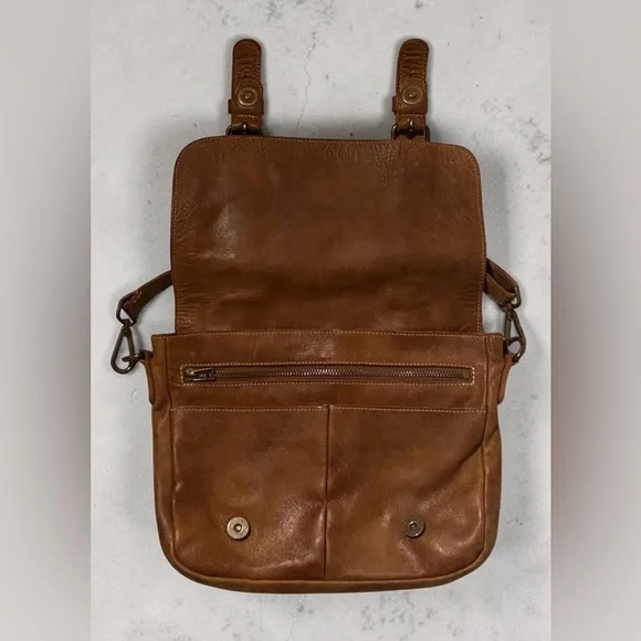 Roots Genuine Leather Satchel Crossbody Bag Brown | Vintage Style. - Picture 6 of 10